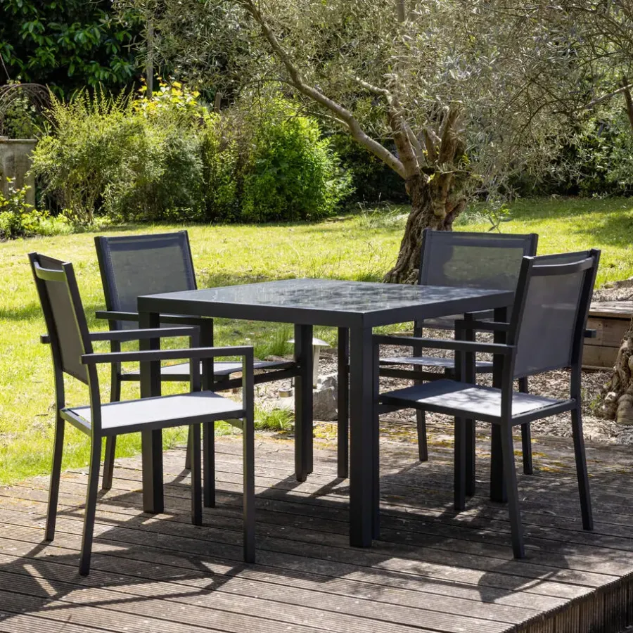 Happy Garden Tuinmeubilair BERGAMO - Grijs - Aluminium