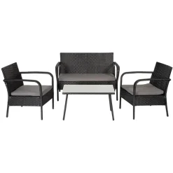 Loungesets-Happy Garden Tuinmeubilair LIPARI - Zwart - Geweven hars