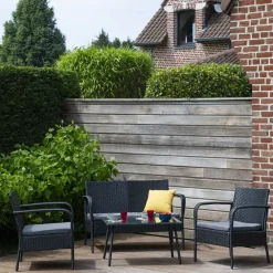 Loungesets-Happy Garden Tuinmeubilair LIPARI - Zwart - Geweven hars