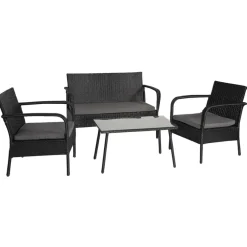 Loungesets-Happy Garden Tuinmeubilair LIPARI - Zwart - Geweven hars