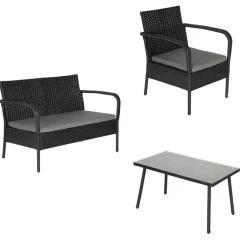Loungesets-Happy Garden Tuinmeubilair LIPARI - Zwart - Geweven hars