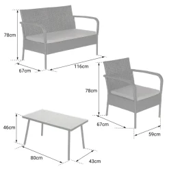 Loungesets-Happy Garden Tuinmeubilair LIPARI - Zwart - Geweven hars