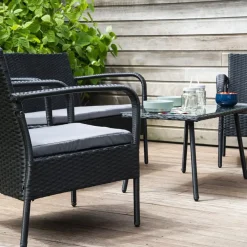 Loungesets-Happy Garden Tuinmeubilair LIPARI - Zwart - Geweven hars
