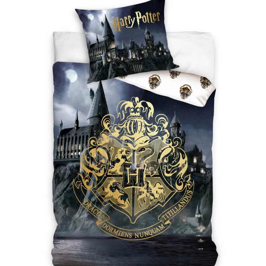 Kinderdekbedovertrekken-Harry Potter Dekbedovertrek Goud - Eenpersoons - 140 x 200 cm - Katoen