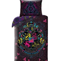 Kinderdekbedovertrekken-Harry Potter Dekbedovertrek Neon - Eenpersoons - 140 x 200 cm - Katoen