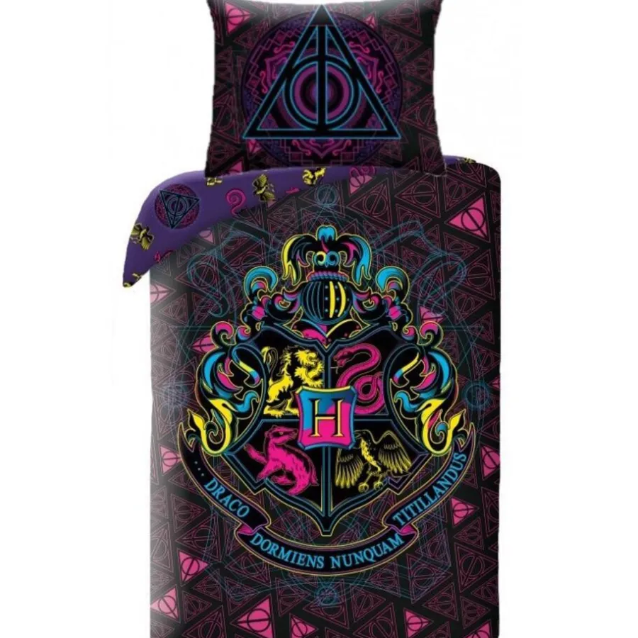 Kinderdekbedovertrekken-Harry Potter Dekbedovertrek Neon - Eenpersoons - 140 x 200 cm - Katoen