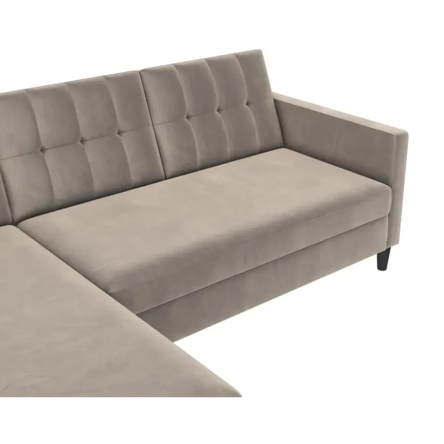 Slaapbanken|Slaapbanken-Dorel Home Hartford - 3-zits slaapbank in taupe fluweel