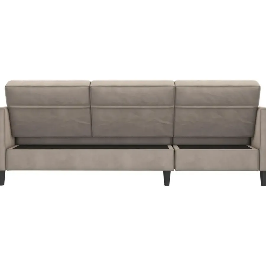 Slaapbanken|Slaapbanken-Dorel Home Hartford - 3-zits slaapbank in taupe fluweel