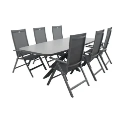 Tuinsets-Hartman Napoli/Soreno deens ovale verstelbare tuinset 240x110 cm. - Licht grijs
