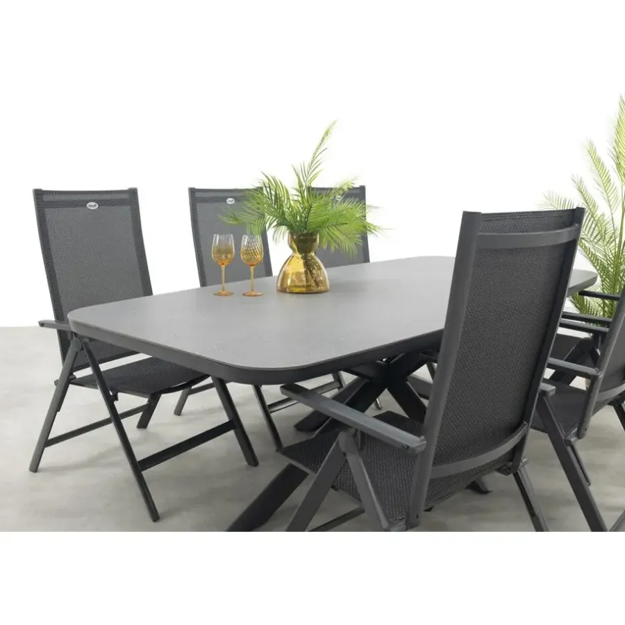 Tuinsets-Hartman Napoli/Soreno deens ovale verstelbare tuinset 240x110 cm. - Licht grijs