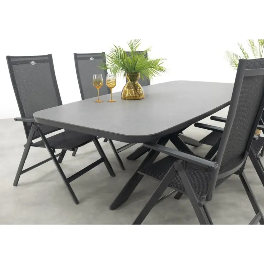 Tuinsets-Hartman Napoli/Soreno deens ovale verstelbare tuinset 240x110 cm. - Licht grijs