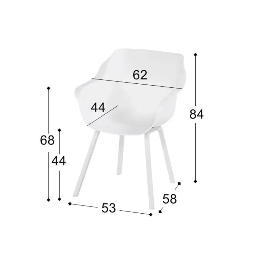 Tuinstoelen-Hartman Sophie Element dining armstoel- wit - 4 st.
