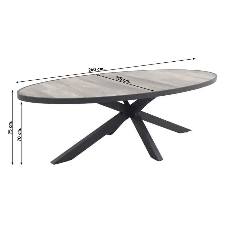 Hartman Sophie/Silva houtlook 240x115 cm. ovale tuinset - 7-delig