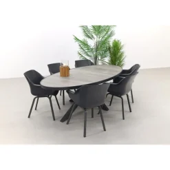 Hartman Sophie/Silva houtlook 240x115 cm. ovale tuinset - 7-delig