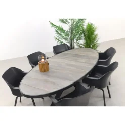 Hartman Sophie/Silva houtlook 240x115 cm. ovale tuinset - 7-delig