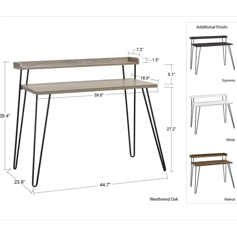 Dorel Home Haven - Bureau in walnoot look met metalen poten