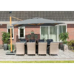 Parasols-Garden Impressions Hawaii Big Pole II parasol - 350x350 cm - l. teaklook -royal antraciet