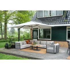Parasols-Garden Impressions Hawaii Big Pole telescoop parasol - 350x350cm -carbon black-royal zand