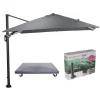 Parasols-Garden Impressions Hawaii Lumen parasol - donkergrijs doek - incl. 90 kg voet en hoes