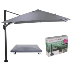 Garden Impressions Hawaii Lumen parasol - lichtgrijs doek - incl. 90 kg voet en hoes