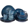 Leen Bakker HAWTHORN - Serviesset van 16 - Blauw - Steengoed