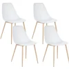 Eetkamerstoelen-Leen Bakker HAZELTON - Set van 4 stoelen - Wit - Synthetisch materiaal
