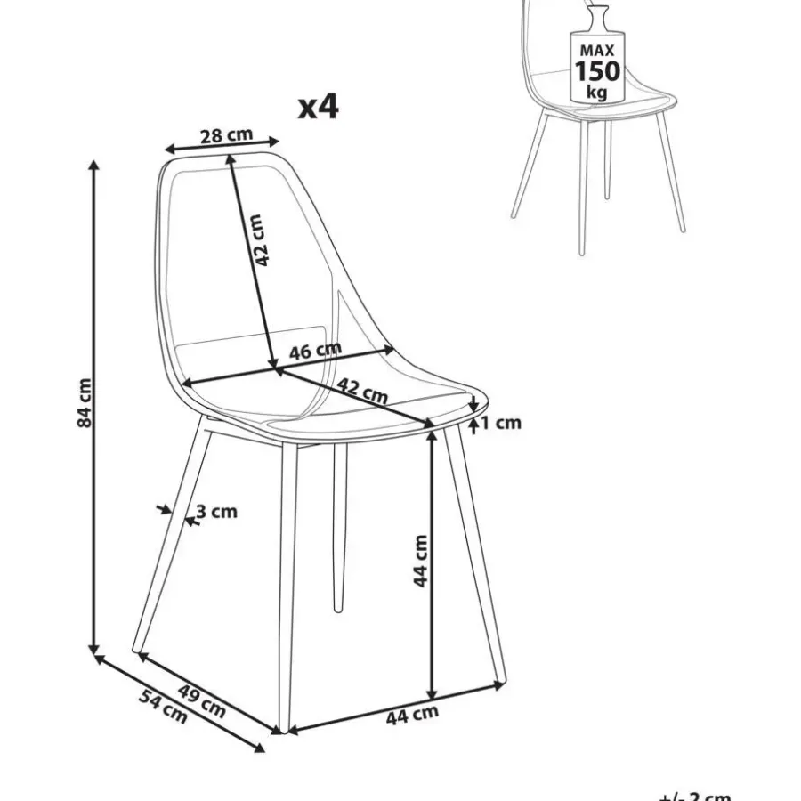 Eetkamerstoelen-Leen Bakker HAZELTON - Set van 4 stoelen - Wit - Synthetisch materiaal