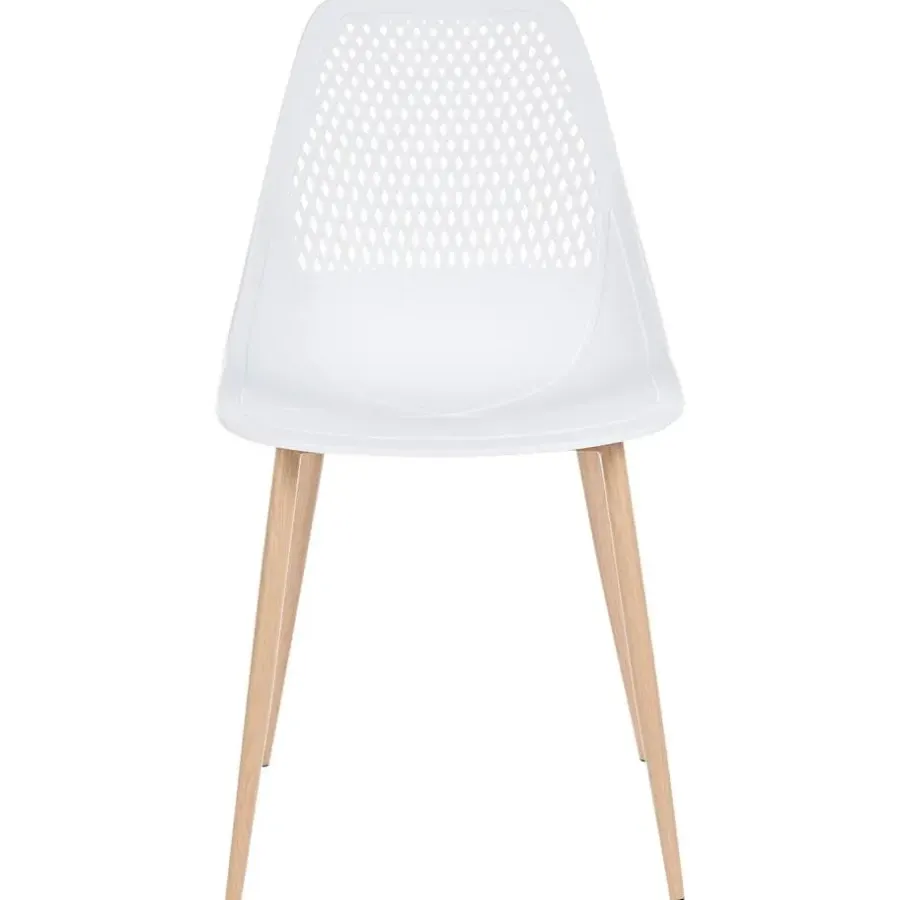 Eetkamerstoelen-Leen Bakker HAZELTON - Set van 4 stoelen - Wit - Synthetisch materiaal