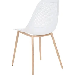 Eetkamerstoelen-Leen Bakker HAZELTON - Set van 4 stoelen - Wit - Synthetisch materiaal
