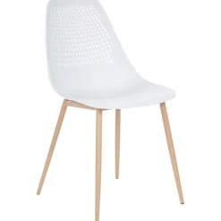 Eetkamerstoelen-Leen Bakker HAZELTON - Set van 4 stoelen - Wit - Synthetisch materiaal