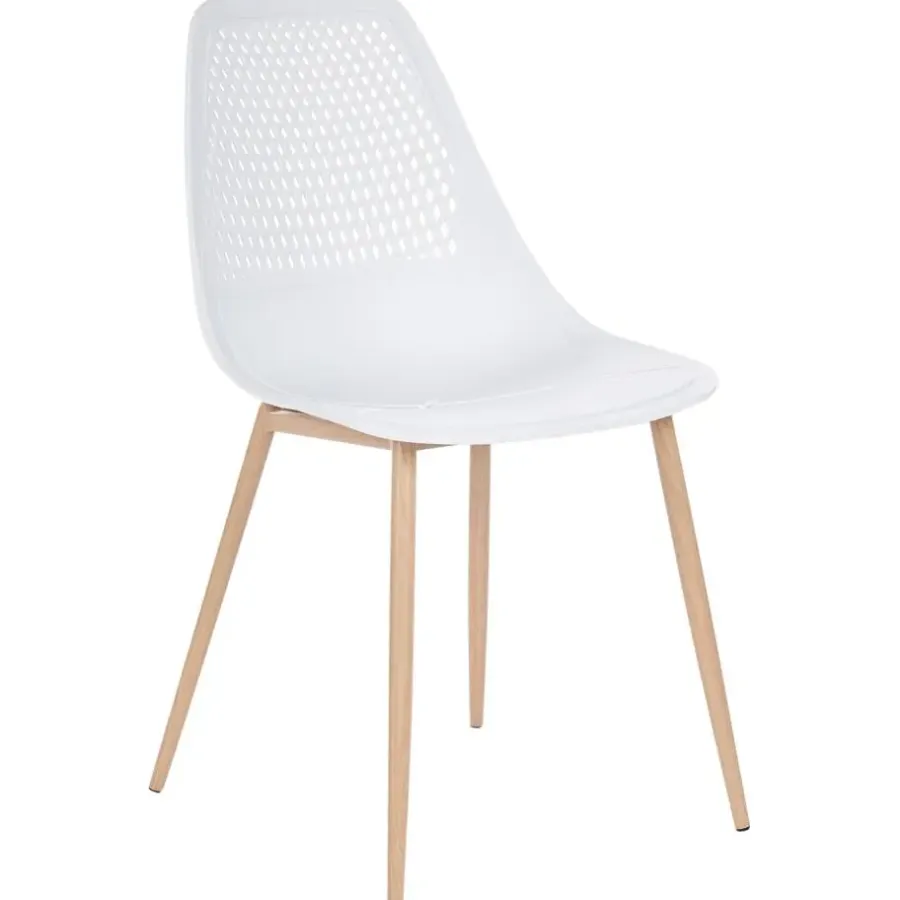 Eetkamerstoelen-Leen Bakker HAZELTON - Set van 4 stoelen - Wit - Synthetisch materiaal