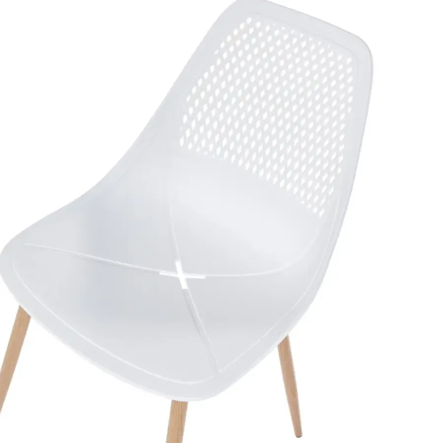 Eetkamerstoelen-Leen Bakker HAZELTON - Set van 4 stoelen - Wit - Synthetisch materiaal