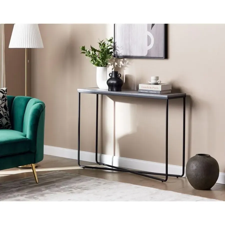 Sidetables-Beliani HAZEN - Sidetable - Grijs/Zwart- MDF