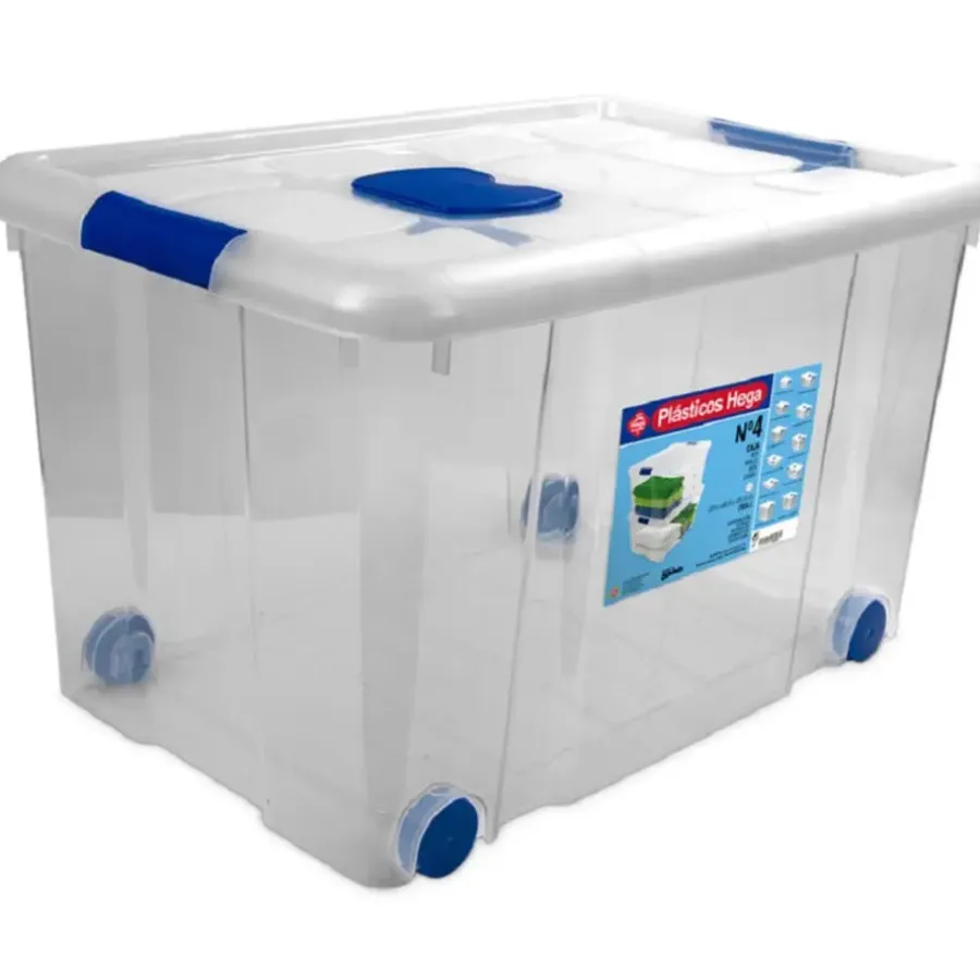 Opbergboxen-Hega Hogar Opbergbox met deksel/wieltjes - 55L - kunststof