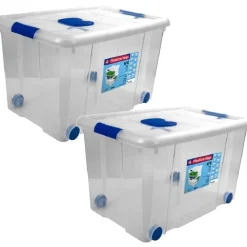 Opbergboxen-Hega Hogar Opbergbox met deksel/wieltjes - 55L - kunststof