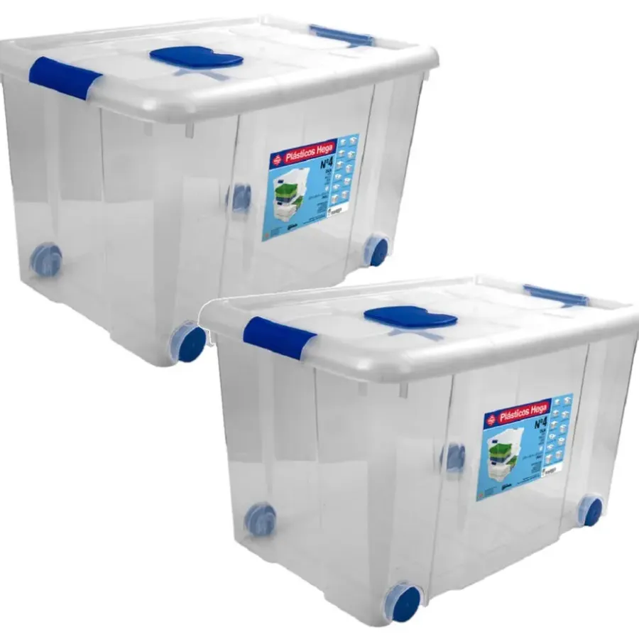 Opbergboxen-Hega Hogar Opbergbox met deksel/wieltjes - 55L - kunststof
