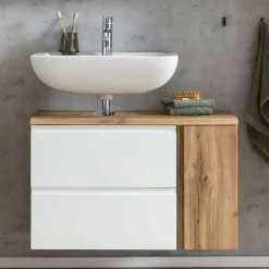 Held Wastafelkast Varese - 85 x 47 x 56 cm - Wotan Oak / White