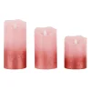 Kaarsen-HI LED kaarsen - set van 3x st - roze - half metallic -met timer