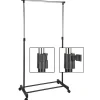 HI mobiel kledingrek - verstelbaar - op wielen - zwart - 160 cm