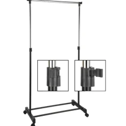 HI mobiel kledingrek - verstelbaar - op wielen - zwart - 160 cm