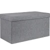 Poefen-HI poef/hocker/opbergbox - grijs - mdf - 76 x 38 cm