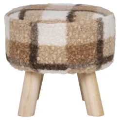 Hioshop Aberdeen Poef Ø31cm bruin