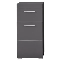 Hioshop AmandaMando badkamerkast 1 deur- 1 lade grijs- grijs hoogglans