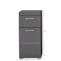 Hioshop AmandaMando badkamerkast 1 deur- 1 lade grijs- grijs hoogglans