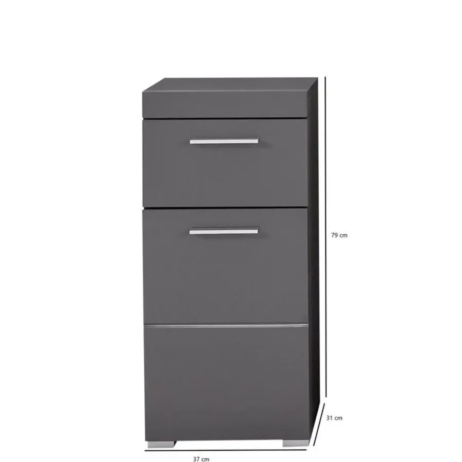 Hioshop AmandaMando badkamerkast 1 deur- 1 lade grijs- grijs hoogglans