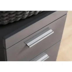 Hioshop AmandaMando badkamerkast 1 deur- 1 lade grijs- grijs hoogglans