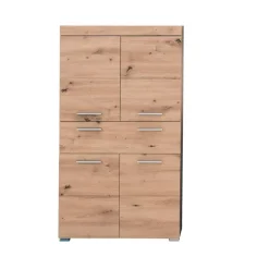 Hoge Kasten-Hioshop AmandaMando badkamerkast 4 deuren- 1 lade eiken decor