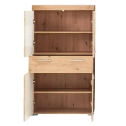 Hoge Kasten-Hioshop AmandaMando badkamerkast 4 deuren- 1 lade eiken decor