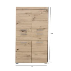 Hoge Kasten-Hioshop AmandaMando badkamerkast 4 deuren- 1 lade eiken decor