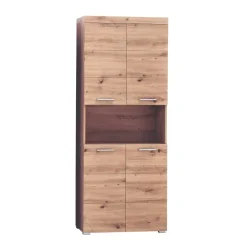 Hoge Kasten-Hioshop AmandaMando kolomkast 4 deuren- 1 open vak eiken decor